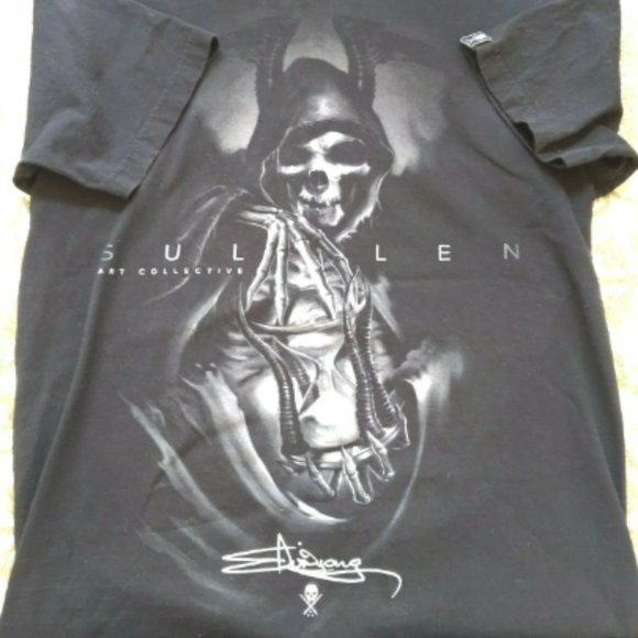 Sullen Art Collective T SHIRT Skull Hour Glass SIZE MEDIUM Black - Picture 1 of 3